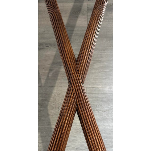 Wood Pencil Reed Console Table With New Glass, Attr. Gabriella Crespi For Sale - Image 7 of 12