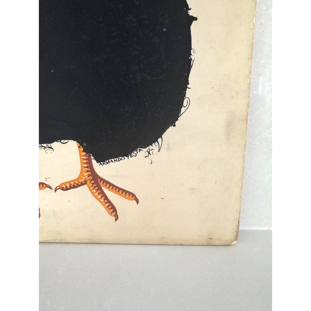 1960s Armando Testa, Blackbird with Worm, 8-Color Silkscreen, 1969 For Sale - Image 5 of 7