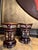 Elegant pair of antique Bohemian goblets dating from the late 19th to early 20th century, executed in richly toned amber-...