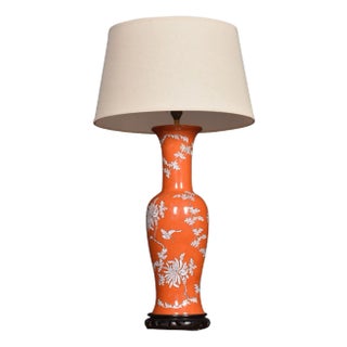 Chinese Baluster Form Porcelain Lamp For Sale