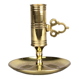 Mid 20th Century Vintage Baldwin Brass Push Up Chamberstick Candle Holder With Drip Tray For Sale