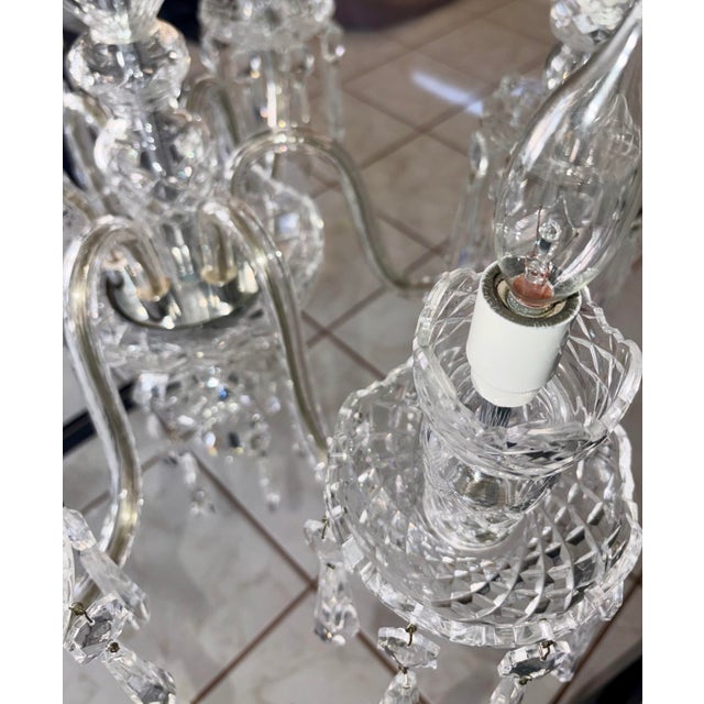 Glass Vintage Waterford Avoca 6 Arm Crystal Chandelier For Sale - Image 7 of 12