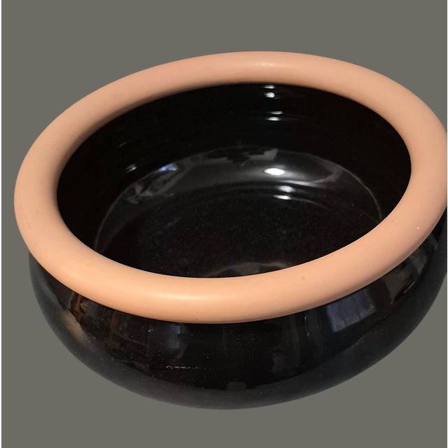 Mid-Century Modern Vintage Mid-Century Modern Black Glazed Terra-Cotta Pottery Bowl For Sale - Image 3 of 8