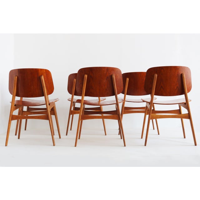 Danish Model 155 Shell Chairs by Børge Mogensen for Soborg, 1950, Set of 6 For Sale - Image 10 of 14