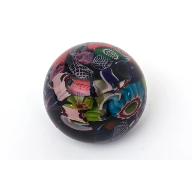 Mid-Century Modern Vintage Murano Fratelli Toso Millefiori Paperweight Blues, Reds, Green, Purple, Turquoise 50's For Sale - Image 3 of 11