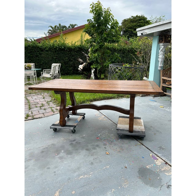 Brown Spanish White Oak Dining Table, Circa 1920–1940 For Sale - Image 8 of 9