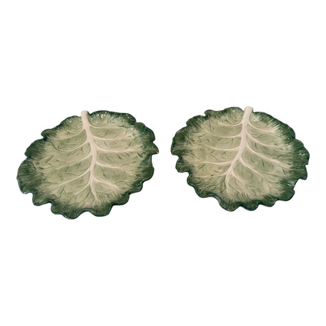 Pair of Fitz & Floyd Porcelain Cabbage Leaf Appetizer Plates For Sale