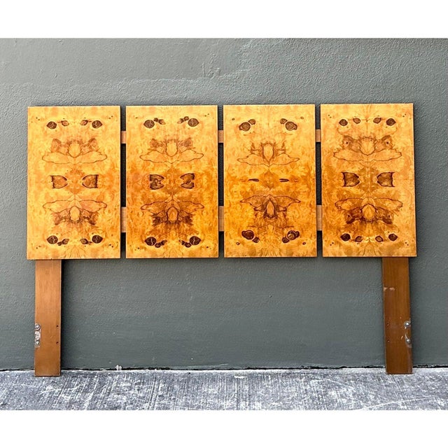 Brown Vintage Lane Altavista Book Matched Burl Wood Full Headboard For Sale - Image 8 of 9