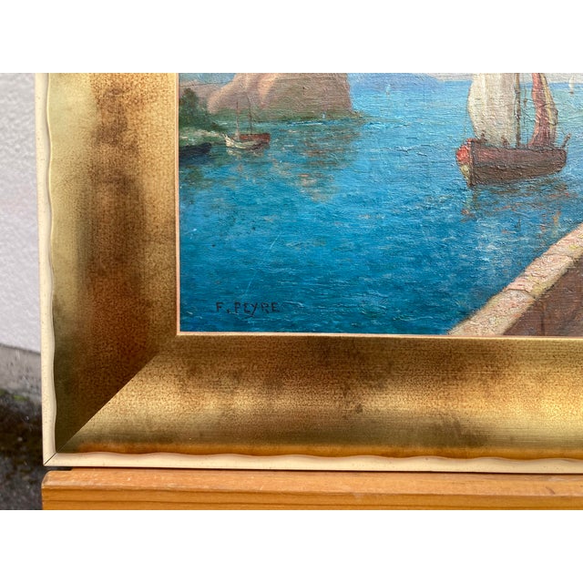 Blue F. Peyre, Mediterranean Seascape, 1920s, Oil on Panel For Sale - Image 8 of 17