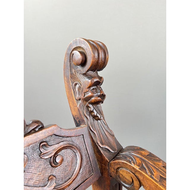 Wood 19th Century Renaissance Wooden Armchairs, Set of 3 For Sale - Image 7 of 13