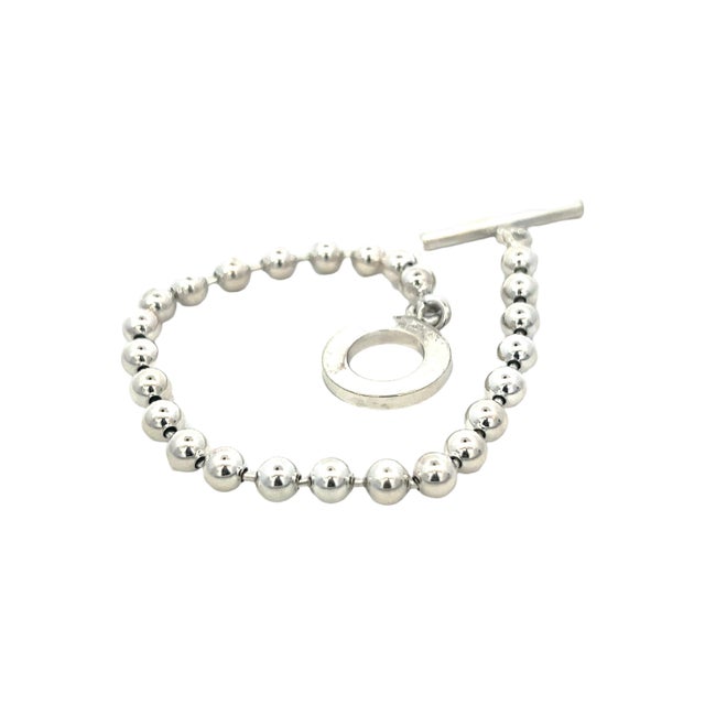 1990s Gucci Estate Toggle Bracelet Size 8 Sterling Silver 8 mm Beads For Sale In New York - Image 6 of 6