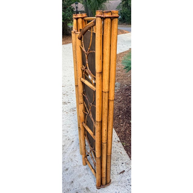 Wood Vintage Burnt Bamboo Folding Shelf For Sale - Image 7 of 14