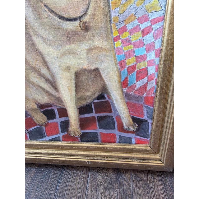 Boho Chic Dog Portrait Painting For Sale - Image 3 of 7