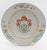 Circa 1740 Chinese porcelain pair of famille rose Armorial soup plates. Qianlong dynasty. From the Rig (Rigg) family...