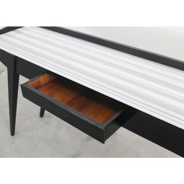Mid-Century Modern Console Table in Black Lacquered Wood and Marble, 1950s For Sale - Image 6 of 8