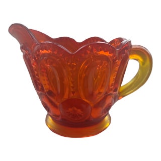 1960s L E Smith Moon and Stars Amberina Creamer For Sale