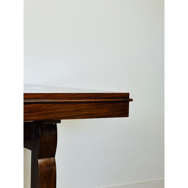 Art Deco Dining Table in Walnut and Diamond Marquetry, France, 1940s For Sale - Image 9 of 18