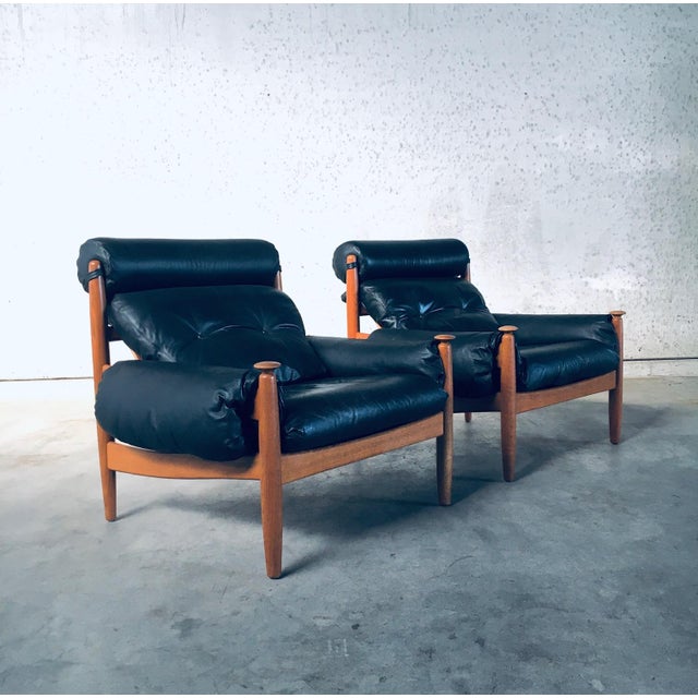 Wood Scandinavian Lounge Chairs attributed to Eric Merthen for Ire Möbler, Sweden 1960s, Set of 2 For Sale - Image 7 of 18