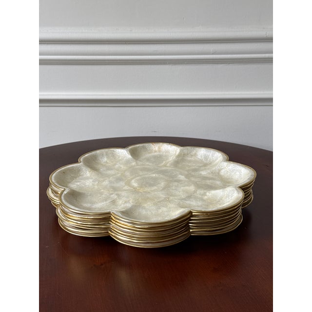 Vintage Capiz Shell Platter - Set of 8 For Sale - Image 10 of 12