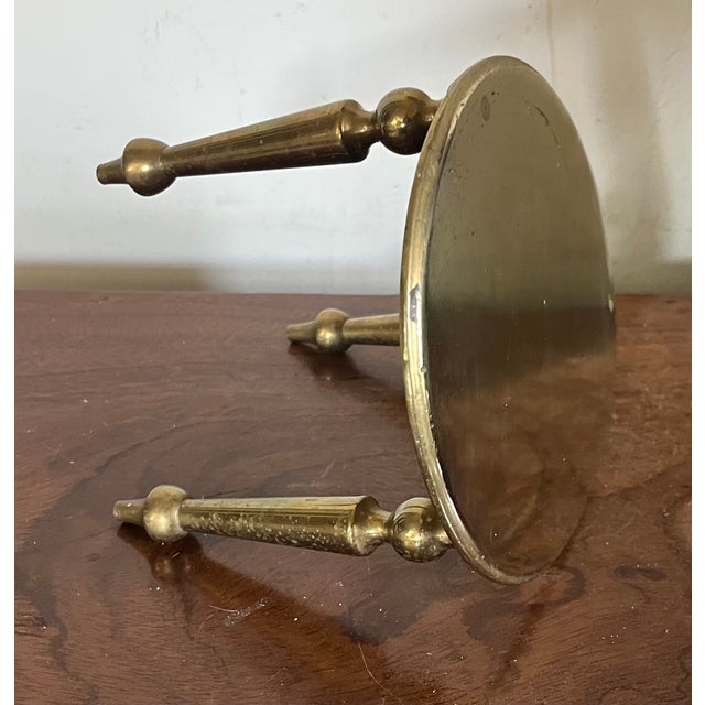 Victorian Antique 19th Century English Victorian Miniature Brass Tripod Table Trivet or Candle Riser Stand For Sale - Image 3 of 18