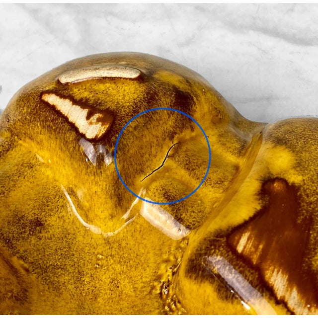 Mid-Century Atomic Orange & Gold Porcelain Sculpted Clover Cigar Ashtray For Sale - Image 9 of 10