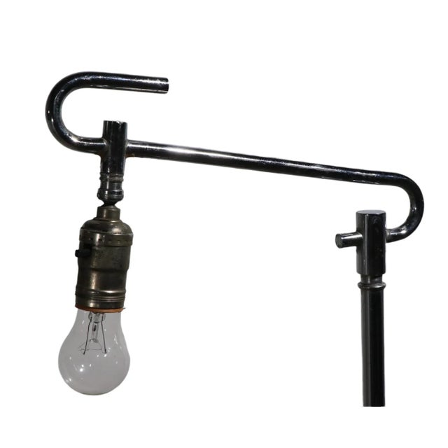 Metal Art Deco Machine Age Floor Lamp With Table Surface Ca. 1930's Made in Usa For Sale - Image 7 of 12