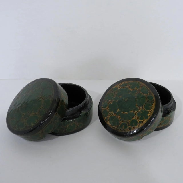 Indian Vintage Petit Kashmiri Boxes -- a Pair For Sale - Image 3 of 6