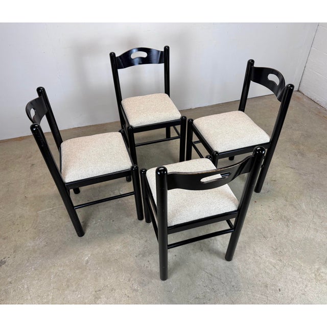 Vintage Italian Modern Habitat Style Black Lacquer Dining Chairs—Set of 4 For Sale In New York - Image 6 of 12
