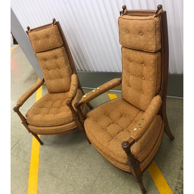 Mid-Century Modern 1960s Morganton (Drexel) "Barcelona" Mid-Century High-Back Lounge Chairs - A Pair For Sale - Image 3 of 16