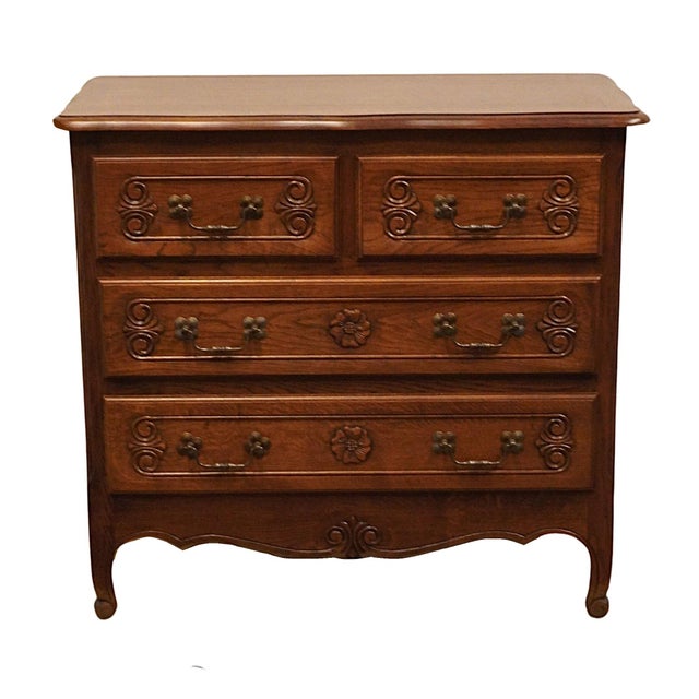 French Country Vintage Antique Banded Walnut Country French 39" Bachelor's Chest For Sale - Image 3 of 12