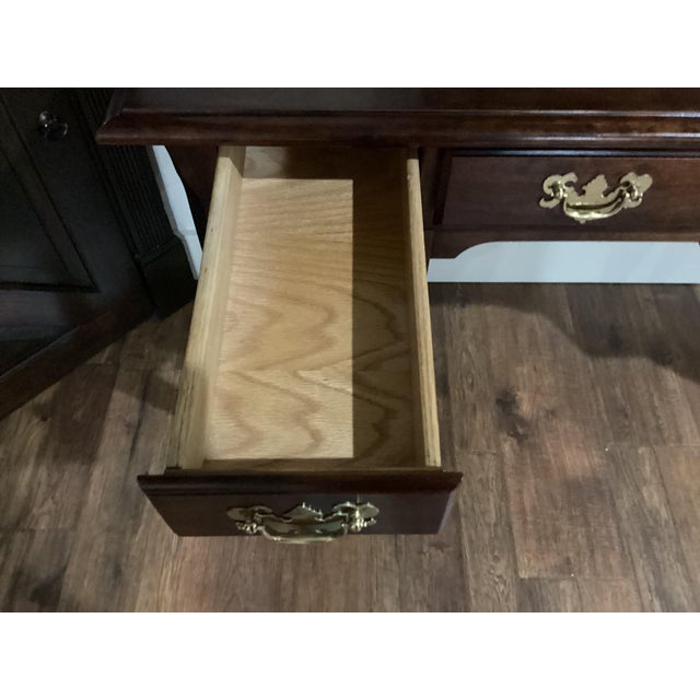 Vintage Mahogany Solid Wood Chippendale Style Executive Desk Excellent For Sale In South Bend - Image 6 of 12
