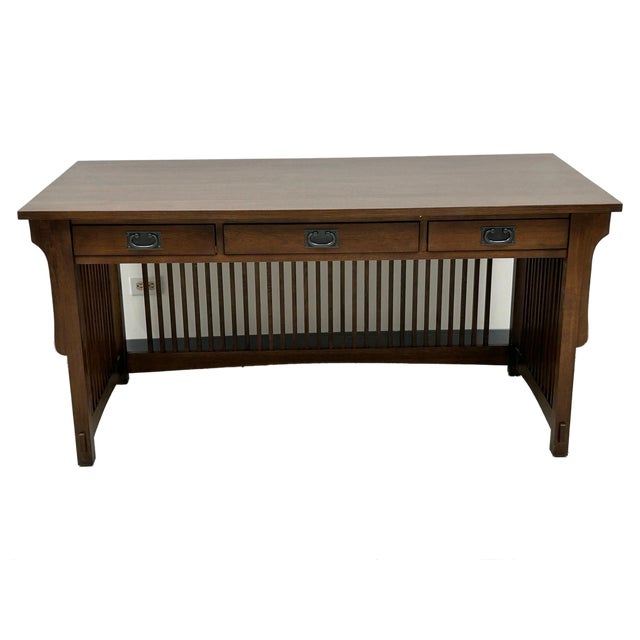 Mission Crofter 3 Drawer Library Desk - Walnut For Sale - Image 4 of 10