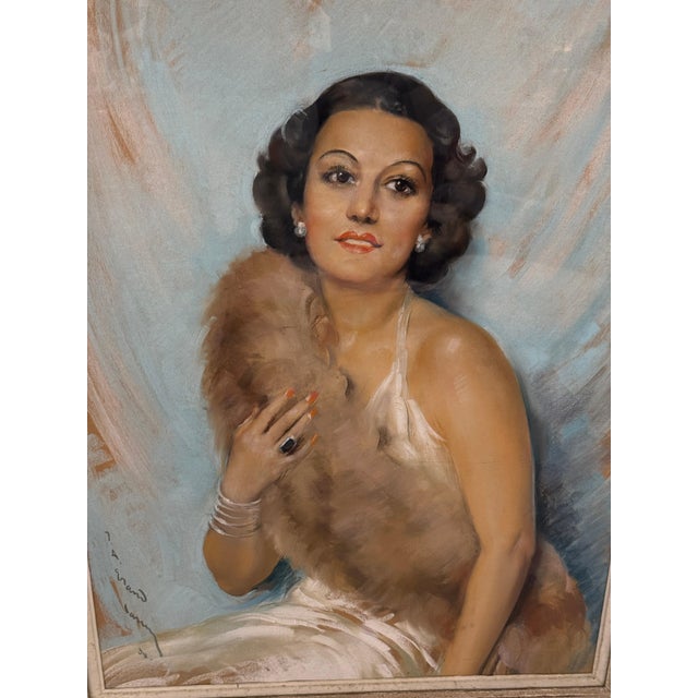 1938 Society Portrait of a Lady by Jean Albert Grand Cateret For Sale - Image 10 of 16
