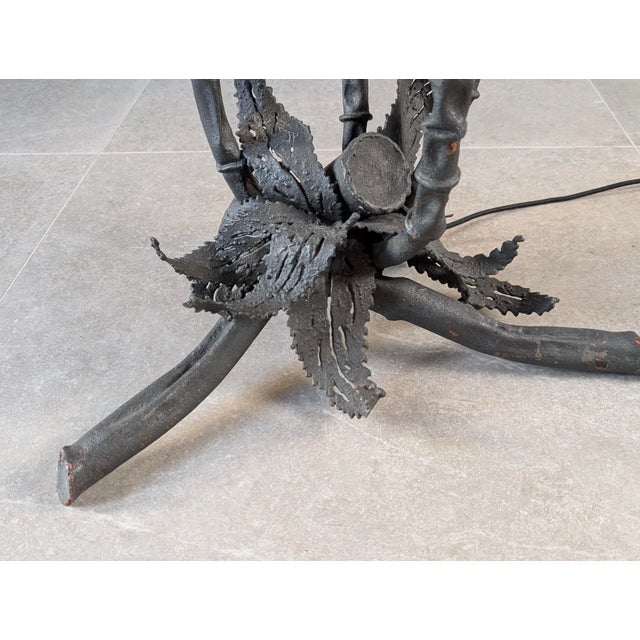 Brutalist Thistle-Shaped 5-Light Floor Lamp in Black Wrought Iron, 1970s For Sale - Image 12 of 16