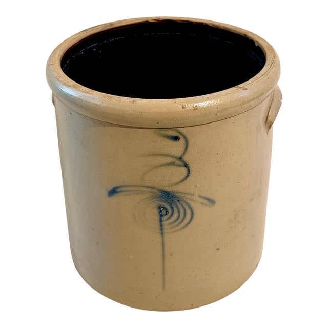 Early Red Wing Pottery 3 Gallon Stoneware Crock Bee Sting Salt-Glaze Design and Applied Handles For Sale
