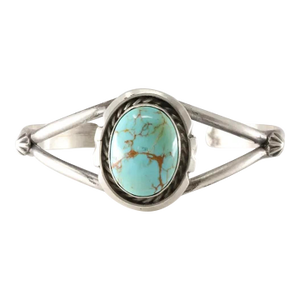 Navajo Sterling Silver Kingman Turquoise Bracelet Cuff by Augustine Largo