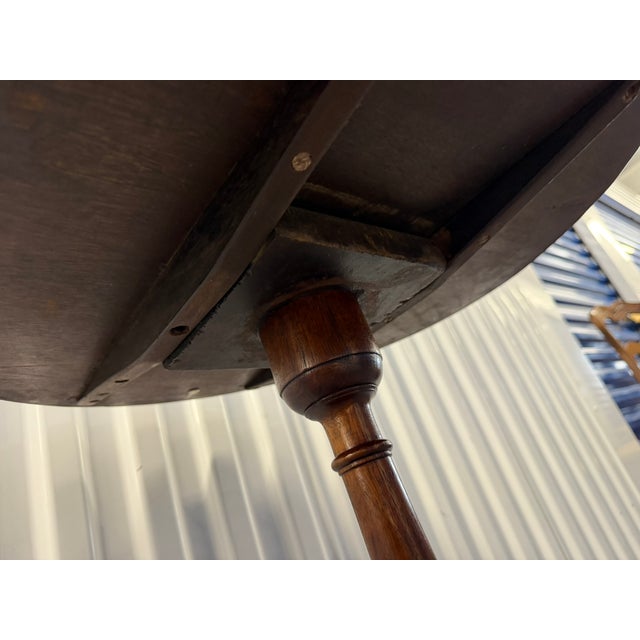 Farmhouse Vintage Tilt‑Top Pedestal Table – Round Tripod Accent Table For Sale - Image 3 of 6