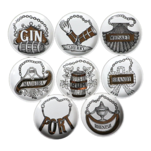 Piero Fornasetti Ceramic Wine & Liquor Coasters, Vini E Liquori Pattern