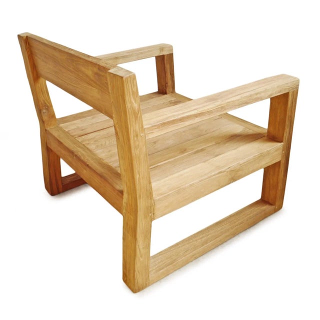 Outdoor Modern Teak Club Chair For Sale In Los Angeles - Image 6 of 8