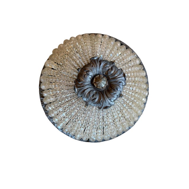Late 19th Century Late 19th Century Large Crystal Beaded Ceiling Light With Original Botanical Spelter Holder For Sale - Image 5 of 6