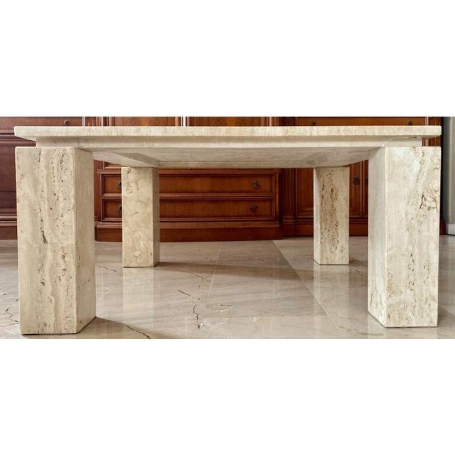 Italian Beige Travertine Marble Coffee Table, 1970s For Sale - Image 12 of 14