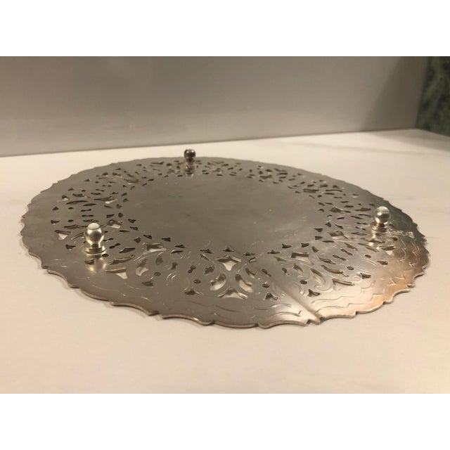 1960s Italian Pierced Silverplate Trivet “R” Monogram For Sale - Image 6 of 8