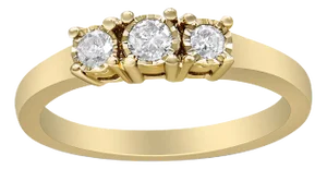 14K Yellow Gold Plated .925 Sterling Silver 1/4 Cttw Diamond 3 Stone Illusion Plate Ring (J-K Color, I1-I2 Clarity) - Size 8