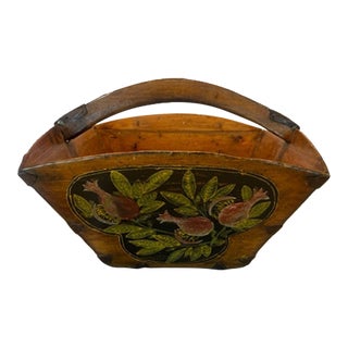 Antique Wooden Asian Rice Grain Harvest Bucket For Sale