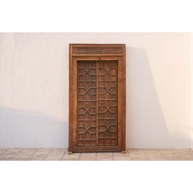 Antique Indian Haveli Portal Carved Teak Door For Sale - Image 12 of 12