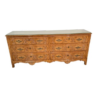 Late 20th Century Heritage French Country Dresser With Glass on Top For Sale