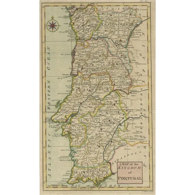 Mid 18th Century Antique Map of Portugal from the Gentlemans Magazine, 1758 For Sale - Image 5 of 5
