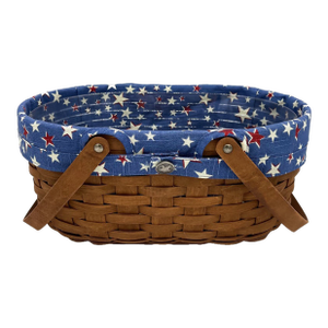 Vintage Longaberger Oval Market Basket With American Celebrations Liner, Protector