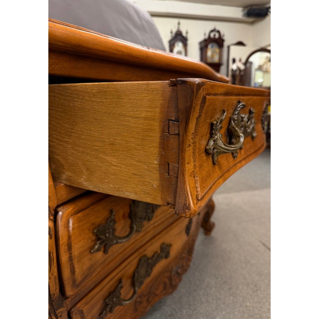 Early 20th Century French Louis XV Style Bombé Cherry Commode, Bronze Hardware, Circa 1920 For Sale - Image 4 of 12