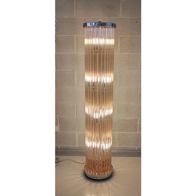 Pink Italian Murano Glass and Chrome Floor Lamp For Sale - Image 8 of 9